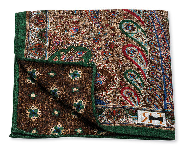 Olive Peacock/Foulard Pocket Square