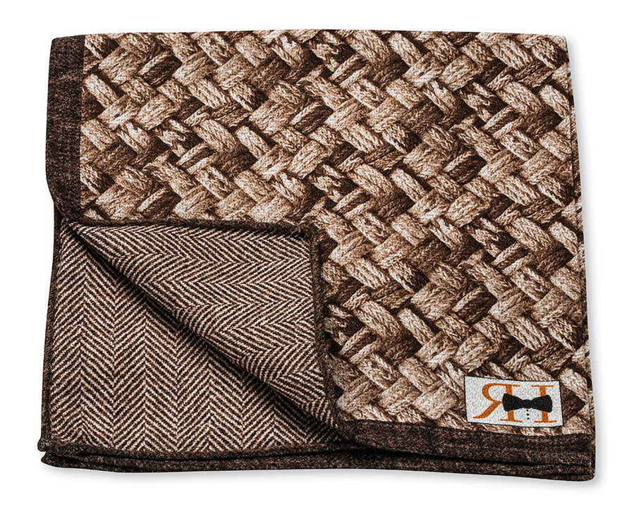 Tan Basketweave/Herringbone Pocket Square