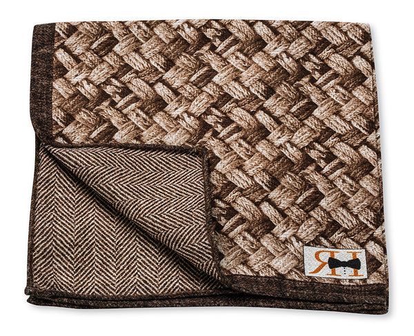 Tan Basketweave/Herringbone Pocket Square
