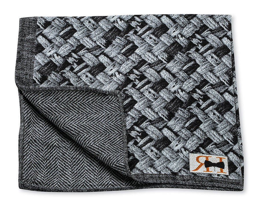 Gray Basketweave/Herringbone Pocket Square