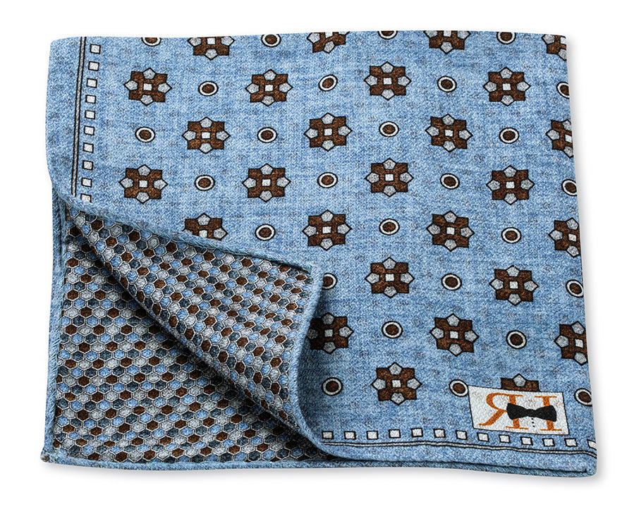 Blue Foulard/Dots Pocket Square