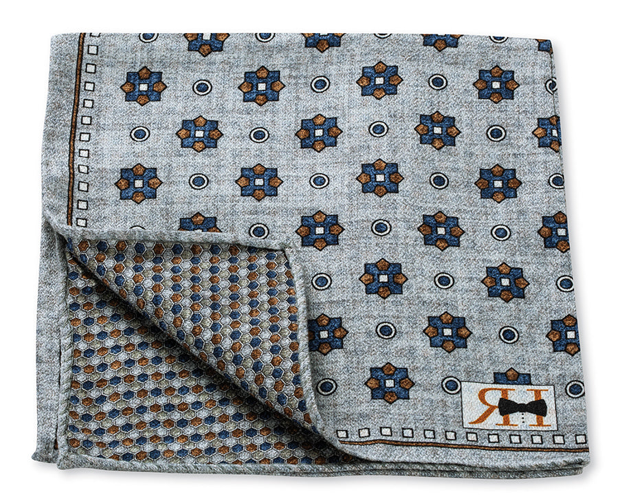Gray Foulard/Dots Pocket Square