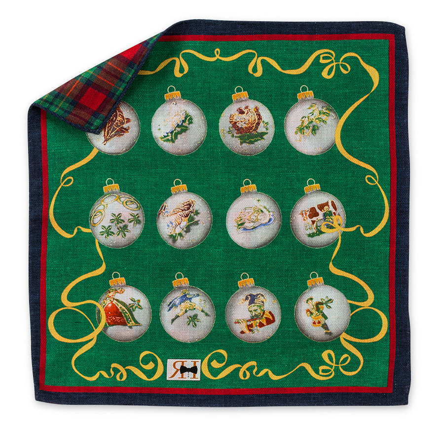 Green Christmas Balls Pocket Square