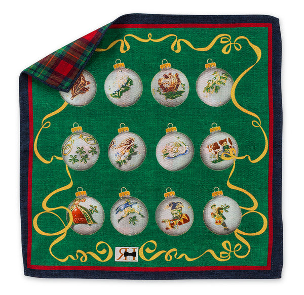 Green Christmas Balls Pocket Square