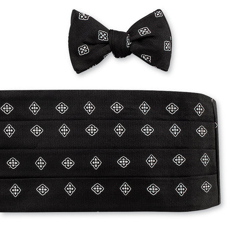 Black/White Cypress Medallions Cummerbund Set