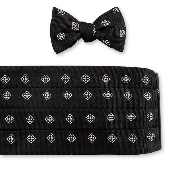 Black/White Cypress Medallions Cummerbund Set