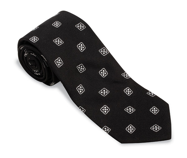 Black/White Cypress Medallions Necktie