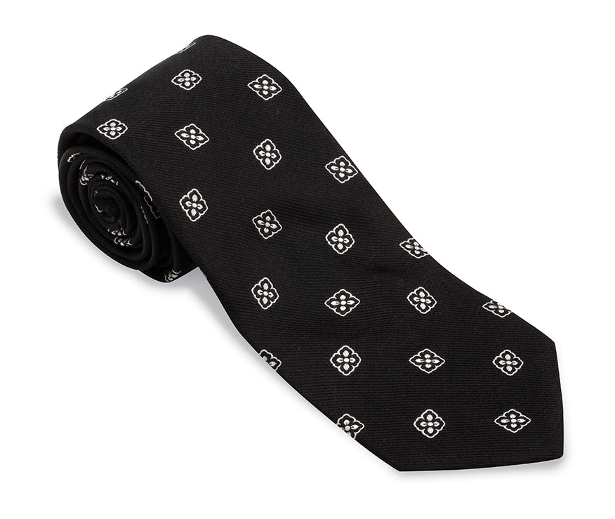 Black/White Cypress Medallions Necktie