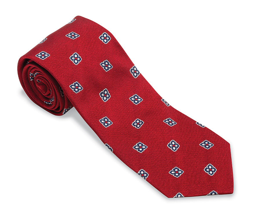 Red/Navy Cypress Medallions Necktie