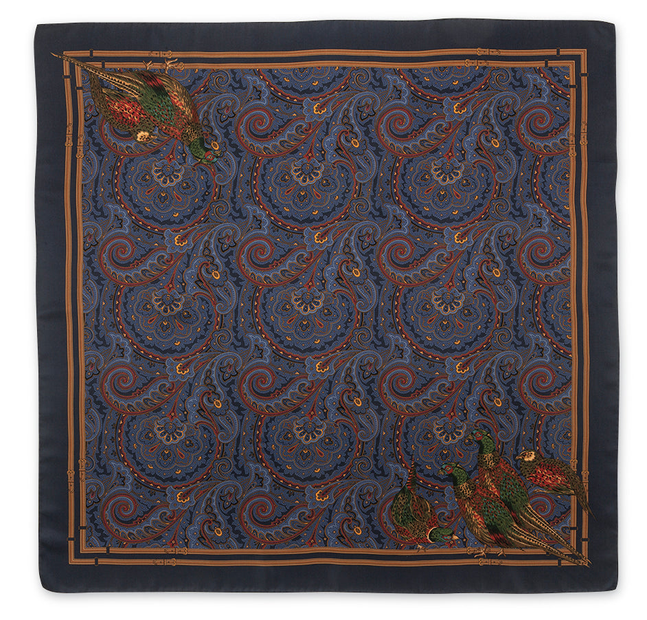 Lady's Blue Pheasant Paisley Scarf