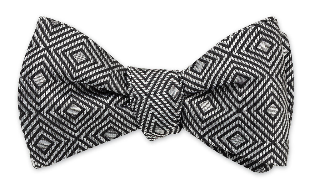 Silver Geometric Bow Tie