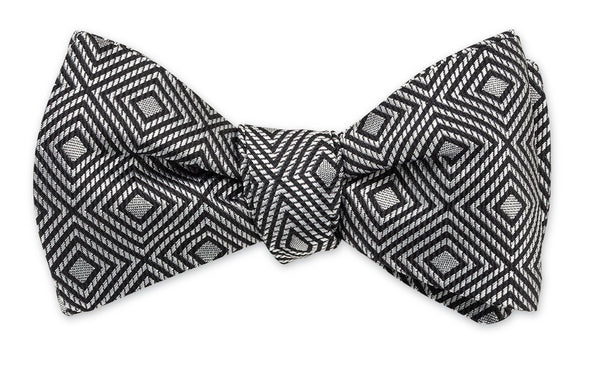 Silver Geometric Bow Tie