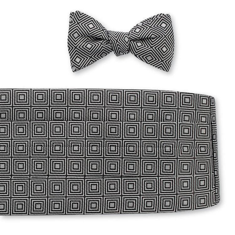Gray Geometric Cummerbund Set
