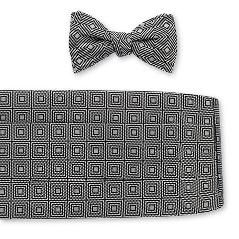 Gray Geometric Cummerbund Set