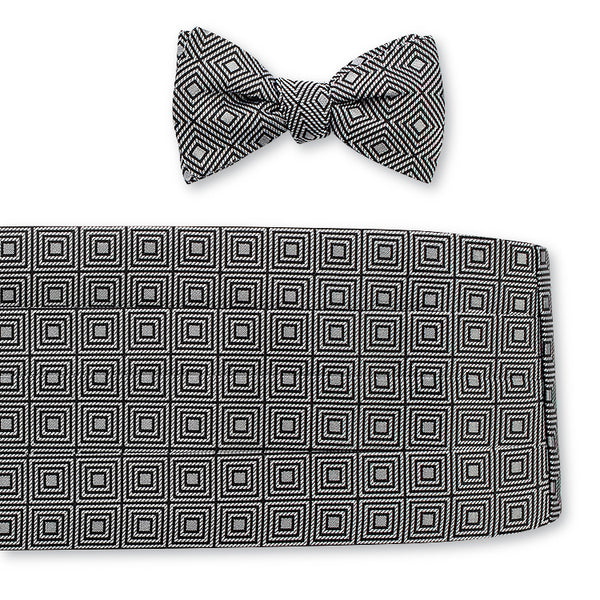 Gray Geometric Cummerbund Set