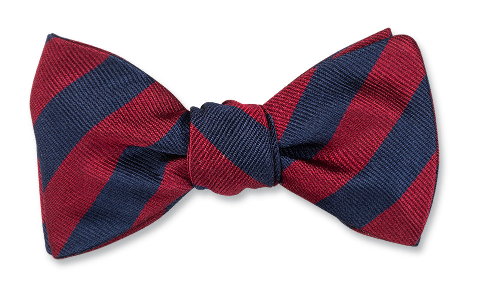 Navy/Burgundy Bar Stripes Bow Tie