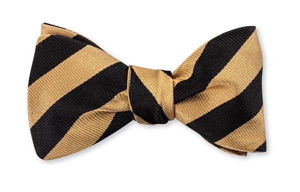 Black and Gold Striped Bow Tie