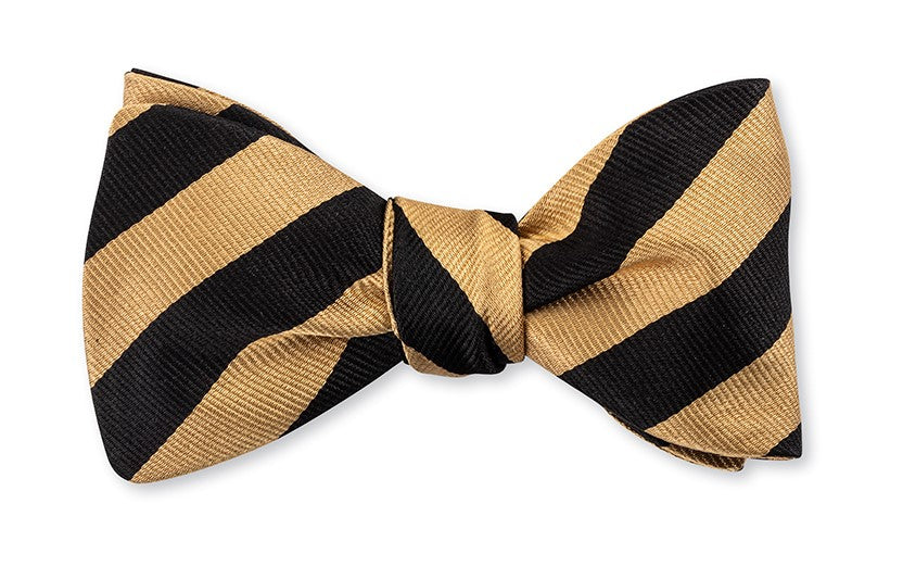 Black and Gold Striped Bow Tie