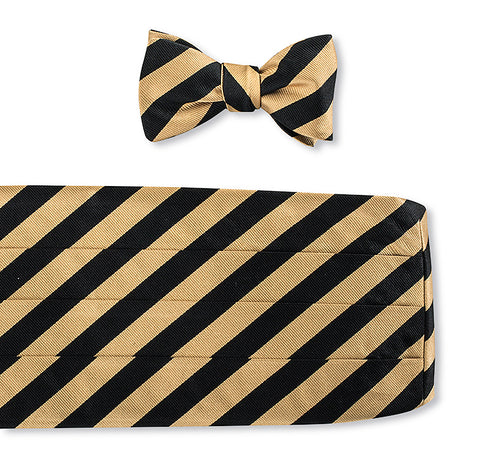 Black/ Gold Bar Stripes Cummerbund Set