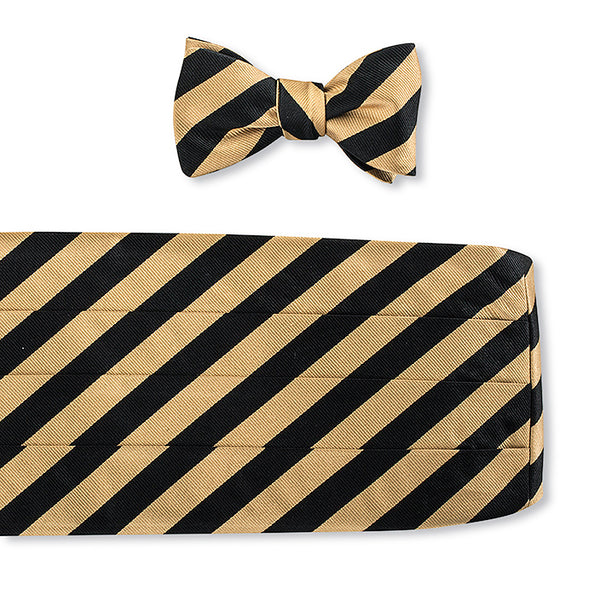 Black/ Gold Bar Stripes Cummerbund Set