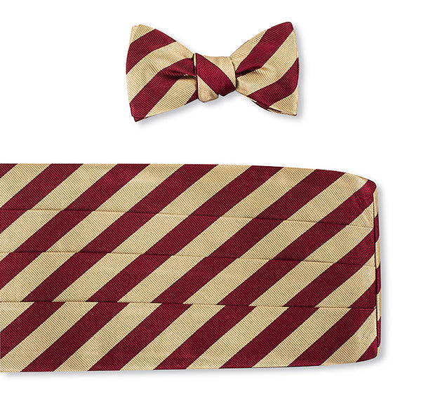 Gold/Maroon Bar Stripes Cummerbund Set