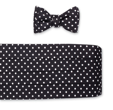 Black/White Windsor Dots Cummerbund Set