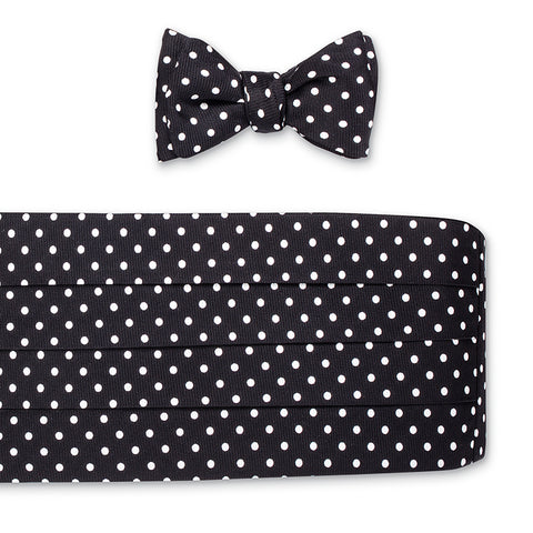 Black/White Windsor Dots Cummerbund Set
