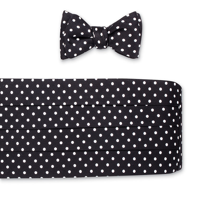 Black/White Windsor Dots Cummerbund Set