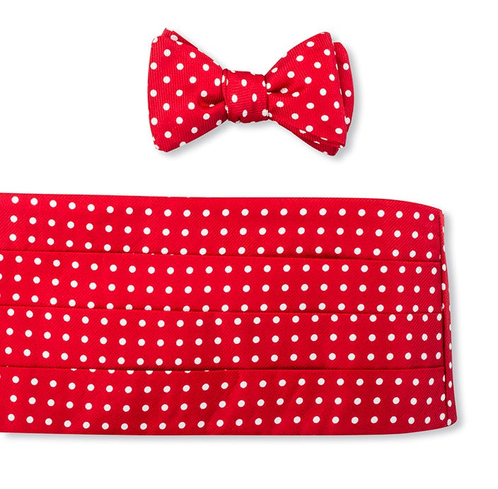 Red/White Windsor Dots Cummerbund Set