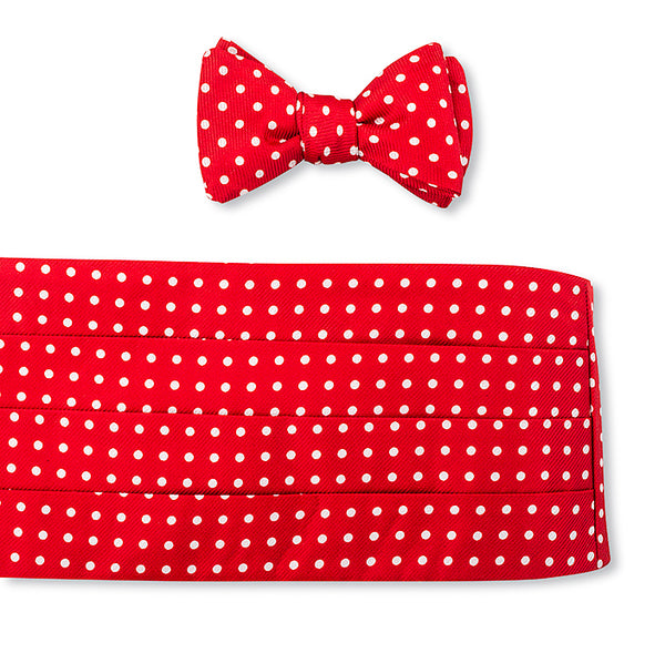 Red/White Windsor Dots Cummerbund Set