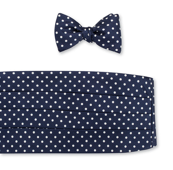 Navy/White Windsor Dots Cummerbund Set