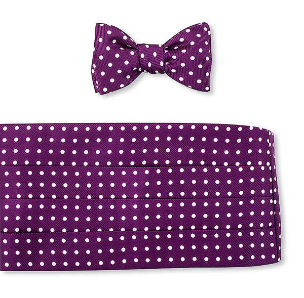 Purple/White Windsor Dots Cummerbund Set