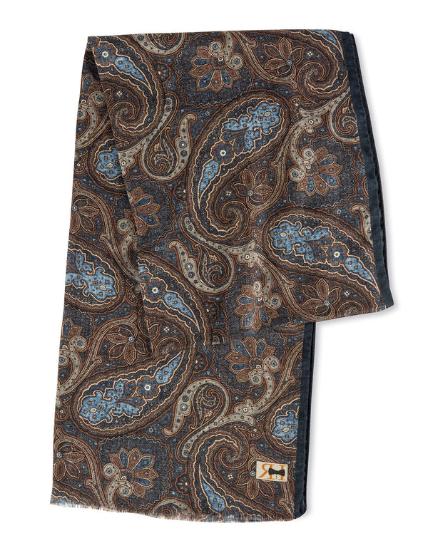 Men's Blue Cashmere/Silk Bellagio Paisley Scarf