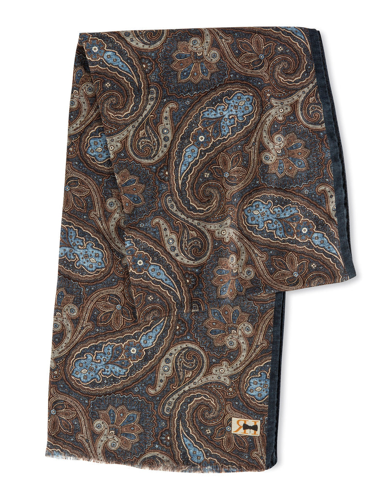 Men's Blue Cashmere/Silk Bellagio Paisley Scarf
