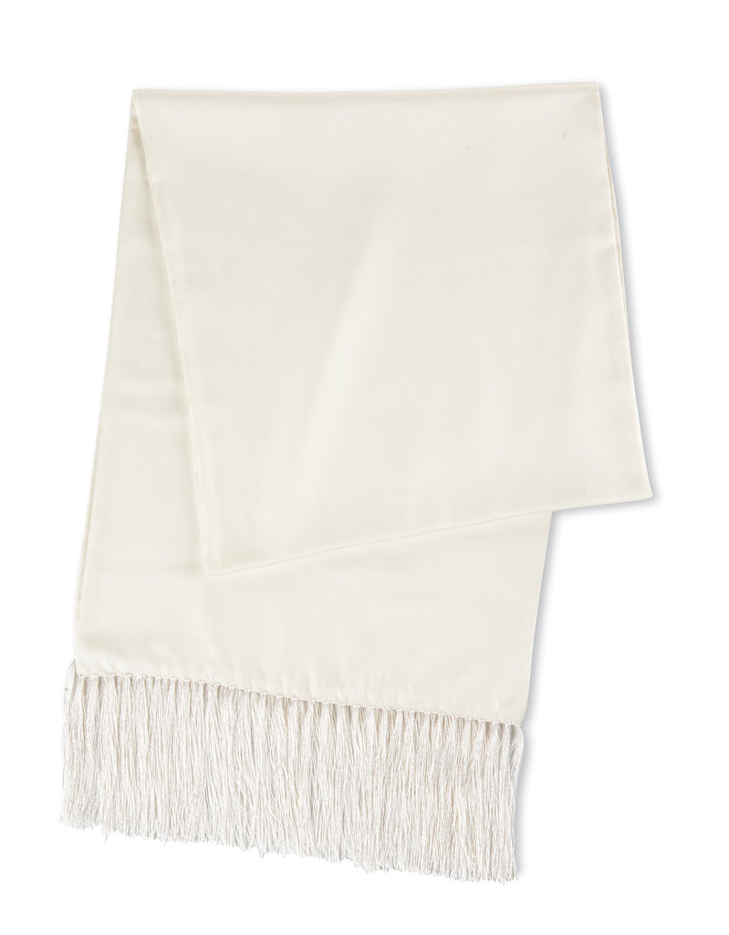 Men's White Silk Formal Scarf