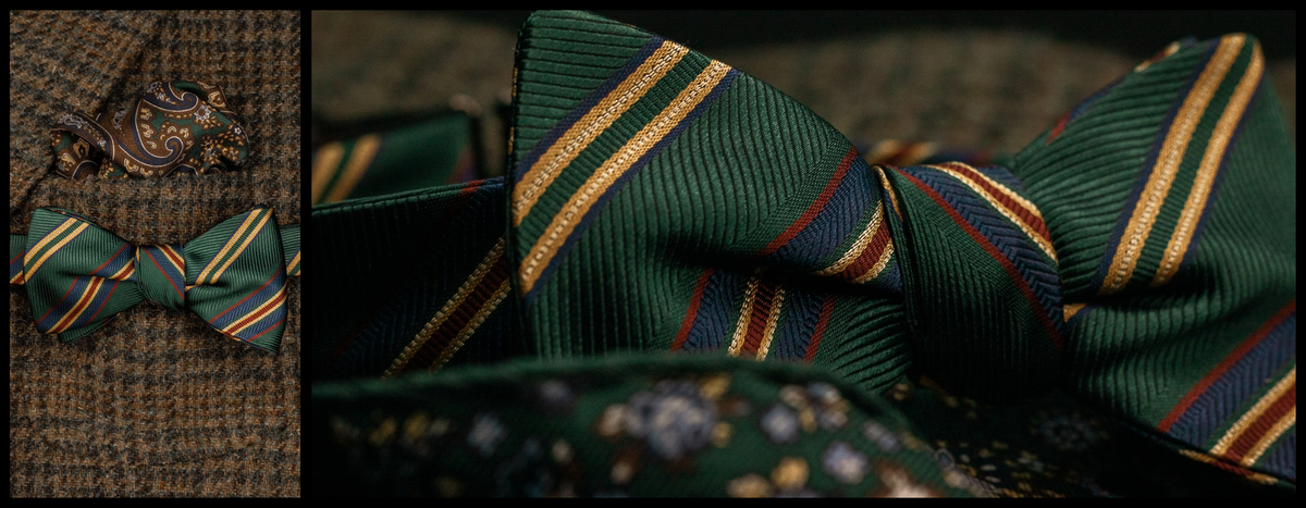R. Hanauer Fall/Winter 2026 collection of handmade silk bow ties and men’s accessories in rich autumn and winter colors, featured on bowties.com.