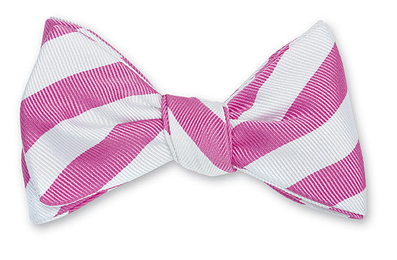 Fuchsia Striped Satin Bow Tie