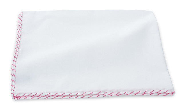 White Cotton with Pink Border Pocket Square White Cotton with Pink Border Pocket Square