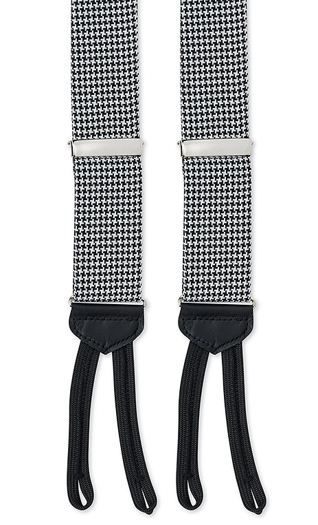 black and white houndstooth suspenders