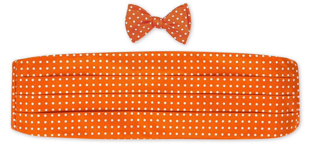 Orange/ White Windsor Dots Cummerbund Set CB1697 R. Hanauer Bow Ties