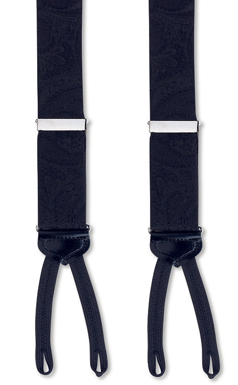 Black Paisley Silk Suspenders - E1745