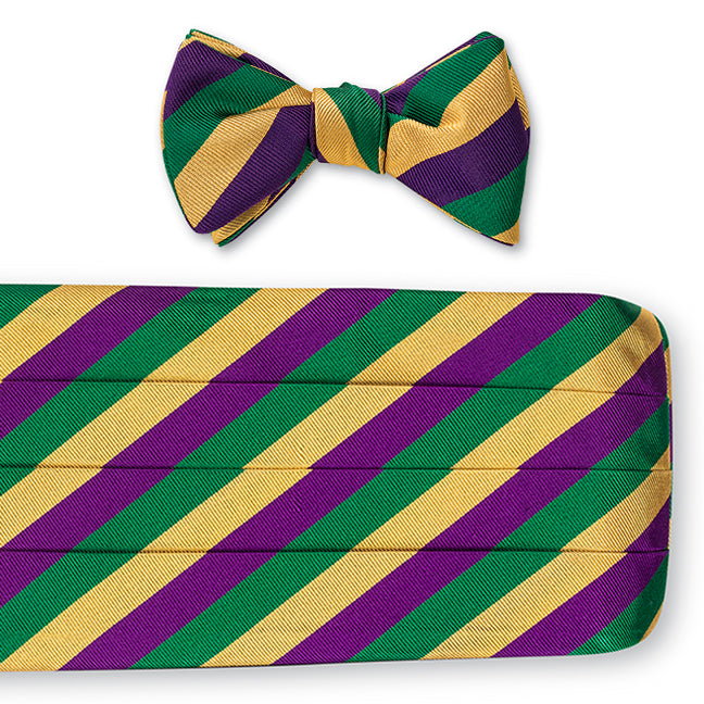 Mardi Gras Wide Stripes Cummerbund Set CB2291 R. Hanauer Bow Ties