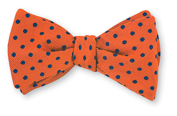 Orange/Navy University Polka Dots Bow Tie
