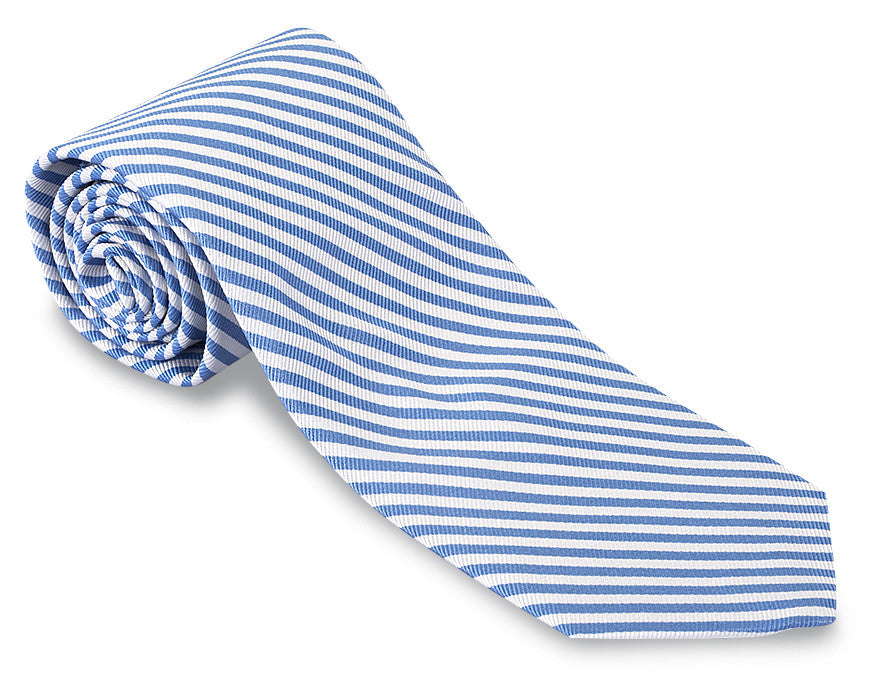 Light Blue Striped Satin Necktie