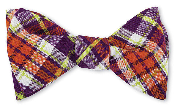 Purple/Orange Madras Bow Tie