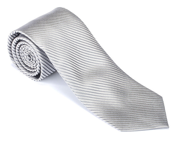 Solid White Silk Satin Necktie - F5673