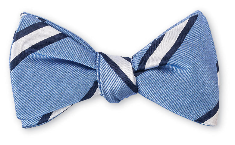 Light Blue Striped Satin Bow Tie Light Blue Striped Satin Bow Tie