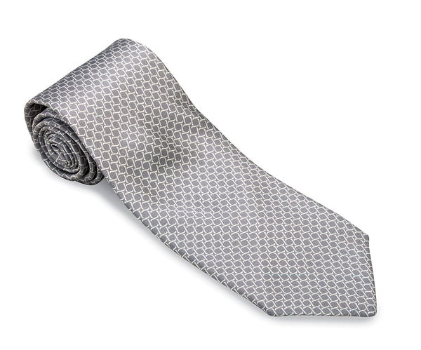 silver satin necktie