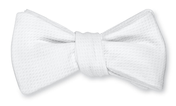 Formal White Cotton Pique Bow Tie