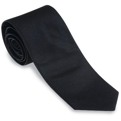 solid black silk tie with satin weave for formal events